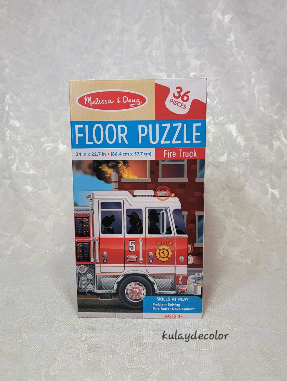 Melissa & Doug Fire Truck Floor Puzzle 36 Pieces Jumbo Kids Educational Puzzle